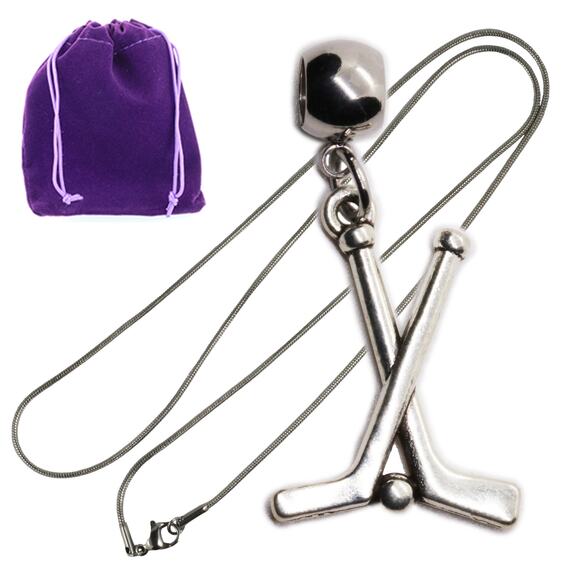 Dave The Bunny Jewelry - Hockey Stick Necklace for Floor Hockey Enthusiasts - Unique Hockey Gifts